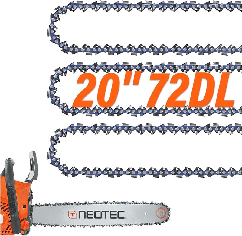 NEO-TEC 20 Inch Chainsaw Chain E72, 3/8" Pitch .050" Gauge 72 Drive Links Replacement Chainsaw 33RS-72 Fit for MS311 MS391, Fit for Husqvarna 455 (Rancher) and More (3 Chains) - Image 1